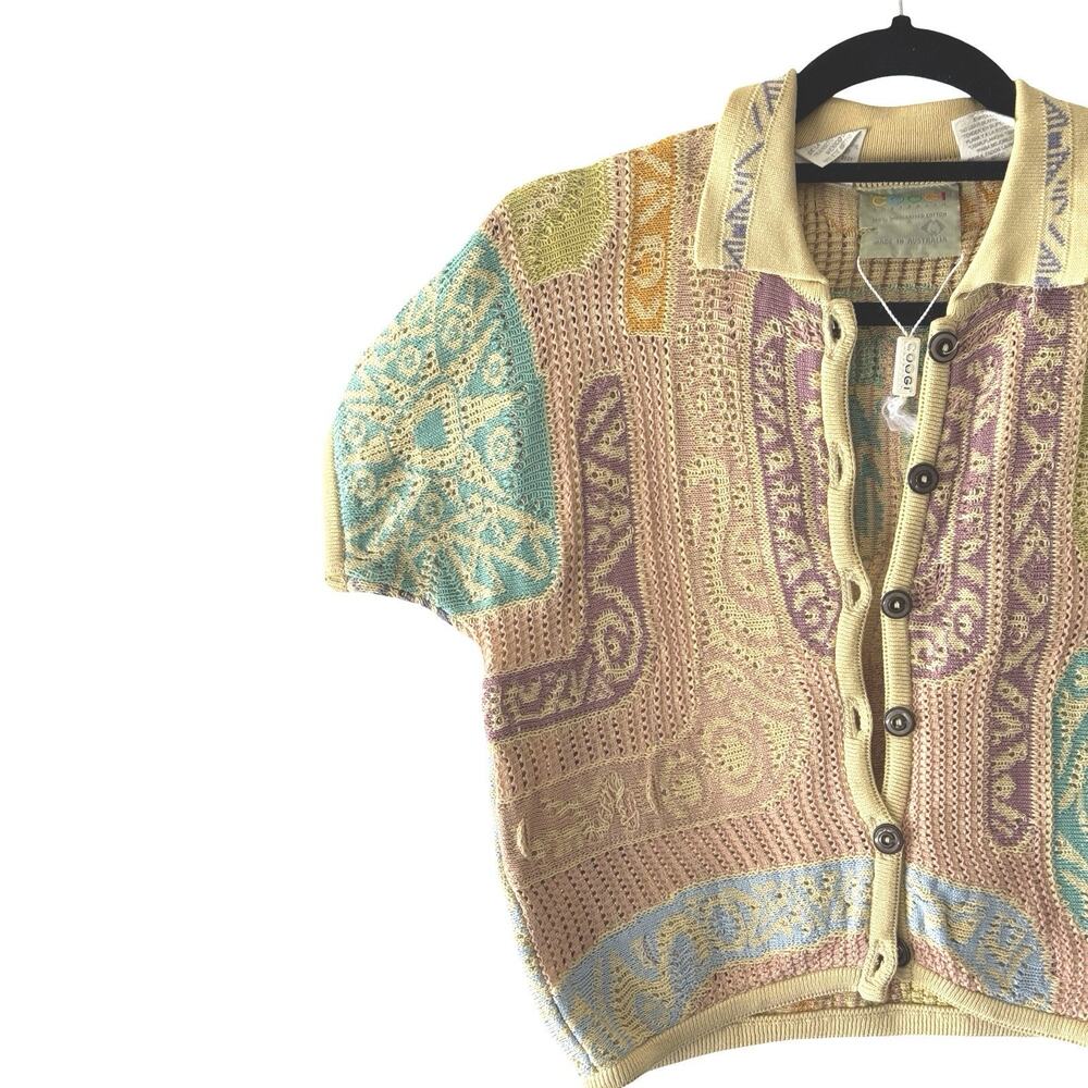 Vtg Coogi Cardigan Short Sleeve 3D Textured Womens Sweater Jumper Sz Small NOS - Picture 3 of 6